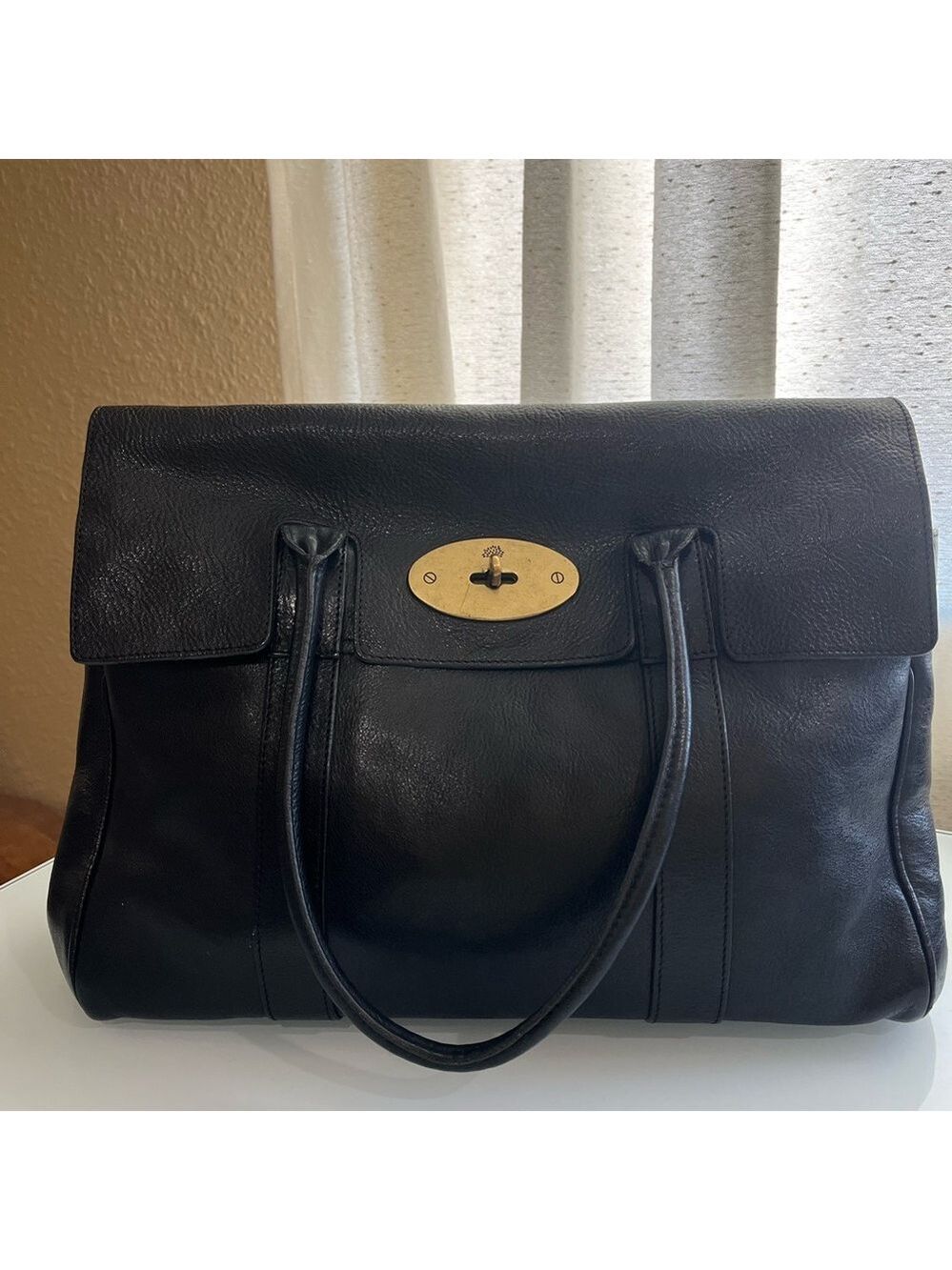 MULBERRY BLACK GRAINED LEATHER BAYSWATER - Picture 15 of 15